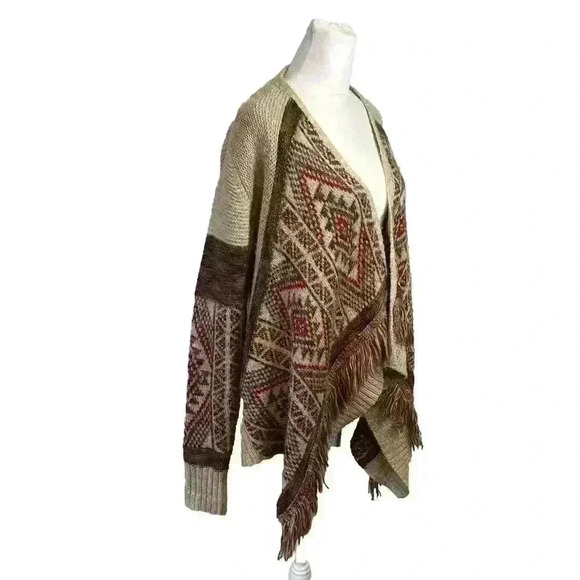 Lucky Brand Aztec Open Front Cardigan Sweater Long Sleeve Size Medium - Picture 4 of 8